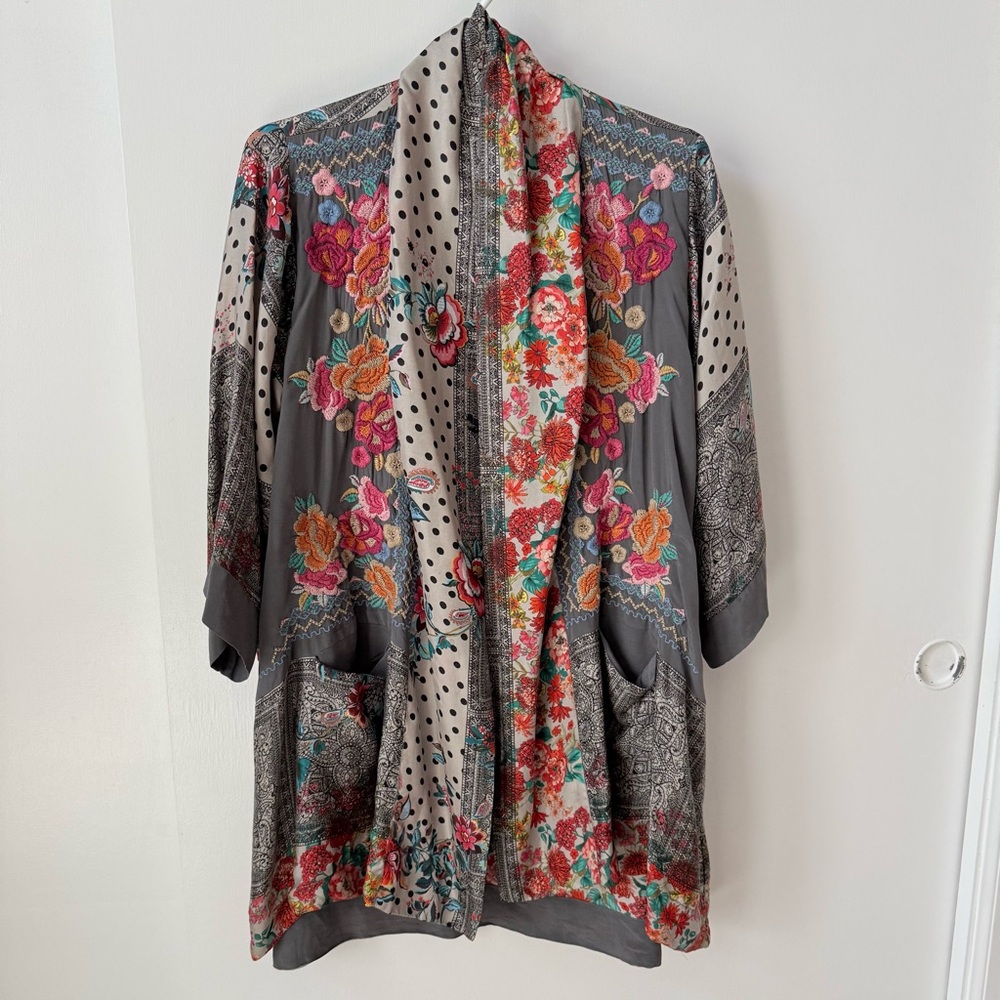 Johnny Was Ellamo Silk Embroidered Kimono - Picture 3 of 14